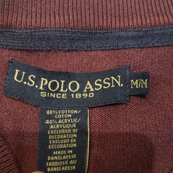 U.s. Polo Assn. Sweater V-Neck long sleeve ribbed bottom Plum  Eggplant Medium - Picture 7 of 12